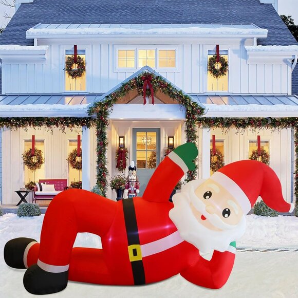 🆕12FT Christmas Inflatables Lying Santa with Built in LED Outdoor Decorations - Picture 5 of 10